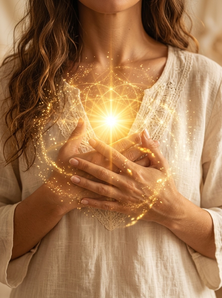 Warm golden light over calm ocean water, representing personalized energy healing with Dolly or Lorraine.