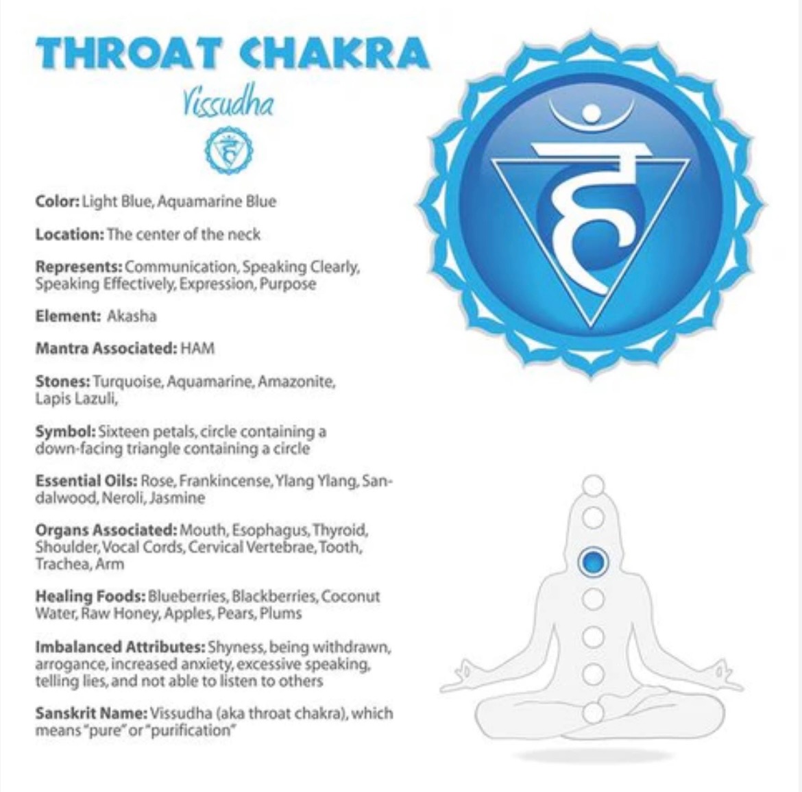 Throat chakra (Vissudha) reference illustration