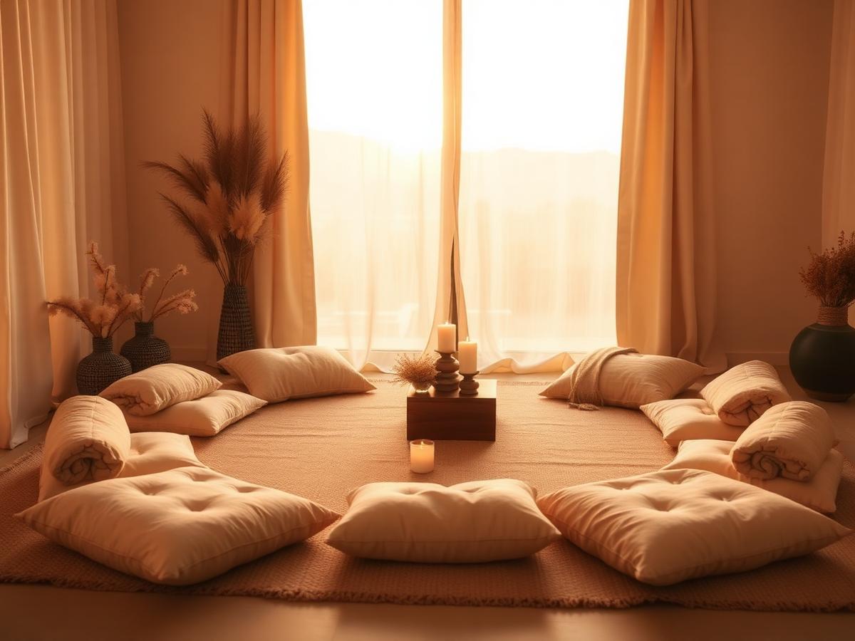 Intimate healing circle at sunset in the Coachella Valley